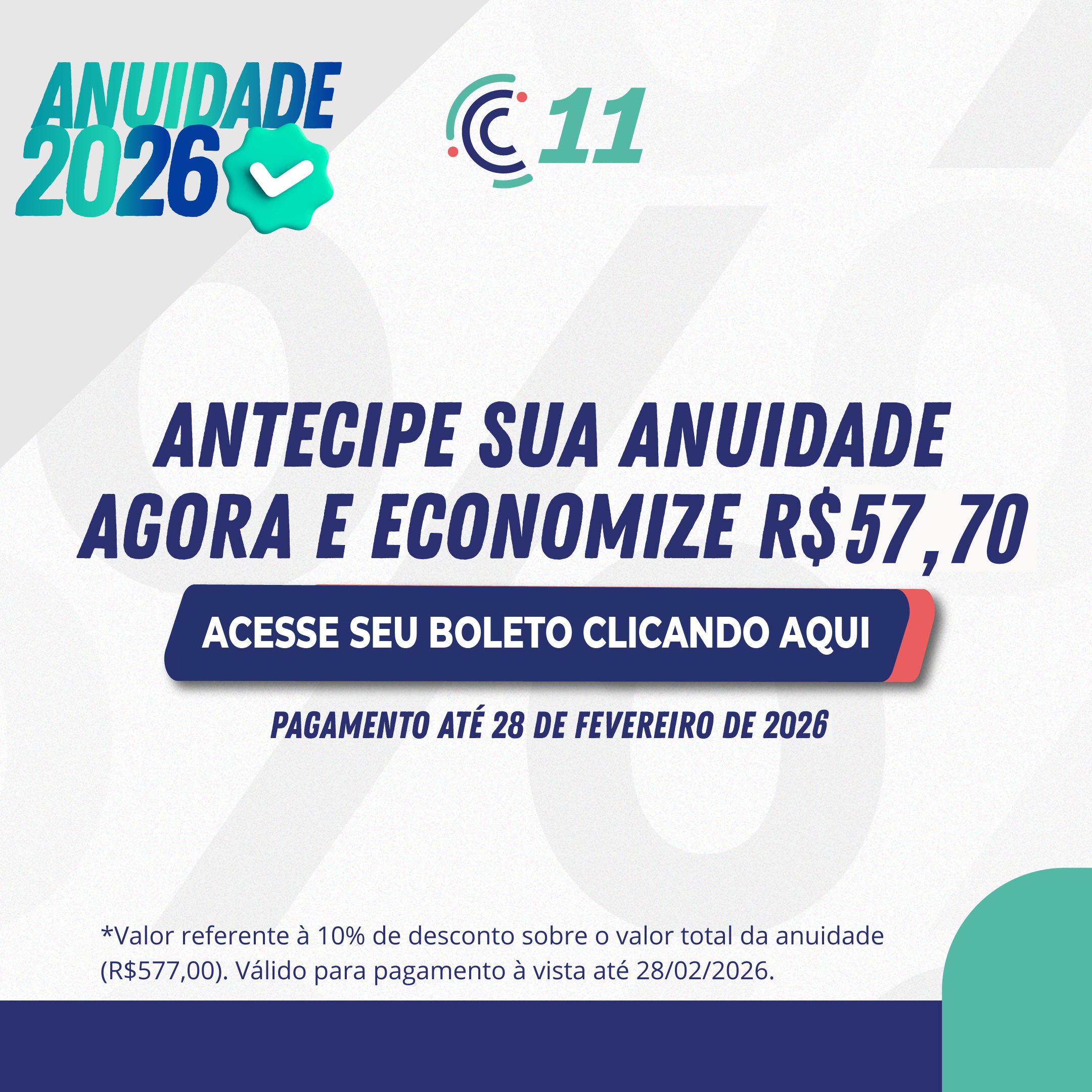 Desconto anuidade 2026